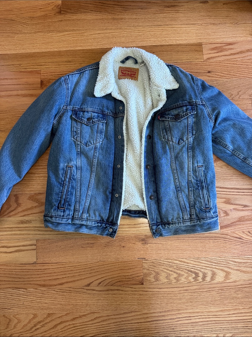 Levi's Blue Denim Jacket with White Sherpa Lining